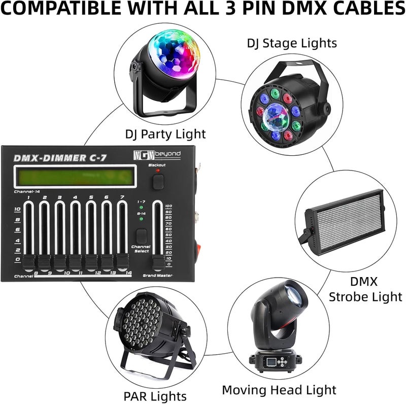 ygybeyond DMX-C7Controller,14Channel, DMX512, Controller, Stage Lighting Equipment & Accessorie For Dj, Ktv, Large Concert, DMX Light Controller (14 channel DMX-C7) - Image 4